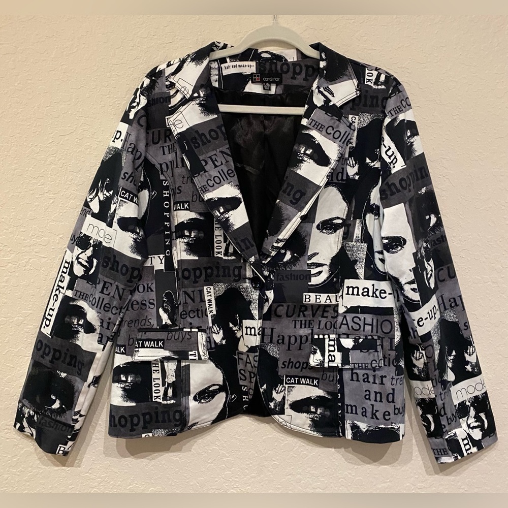 NEW Carre Noir Women’s Art to Wear Fashion Model Makeup Jacket Size XL